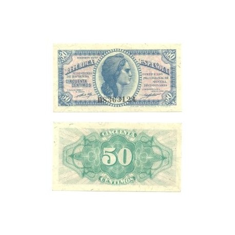 [1937] Billete de 50 Céntimos (SC). Serie B.