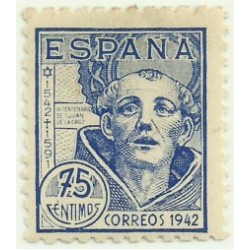 (956)  1942. 75 Céntimos. IV Cent. de San Juan de la Cruz (Nuevo)