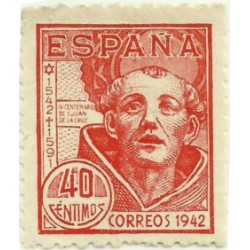 (955)  1942. 40 Céntimos. IV Cent. de San Juan de la Cruz (Nuevo, sin goma)