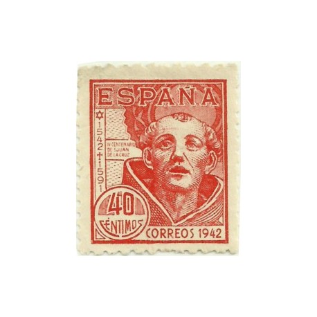 (955)  1942. 40 Céntimos. IV Cent. de San Juan de la Cruz (Nuevo, sin goma)