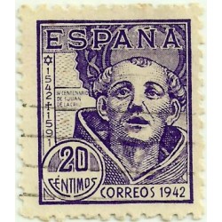 (954)  1942. 20 Céntimos. IV Cent. de San Juan de la Cruz (Usado)