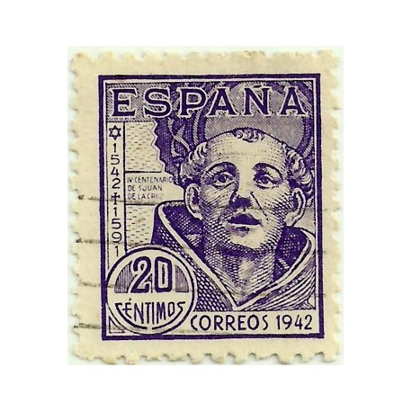 (954)  1942. 20 Céntimos. IV Cent. de San Juan de la Cruz (Usado)