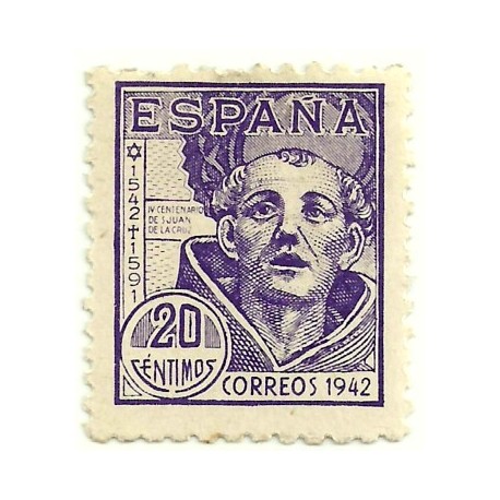 (954)  1942. 20 Céntimos. IV Cent. de San Juan de la Cruz (Nuevo)