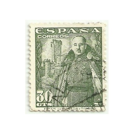 (1025)  1948-54. 30 Céntimos. General Franco y Castillo de la Mota (Usado)