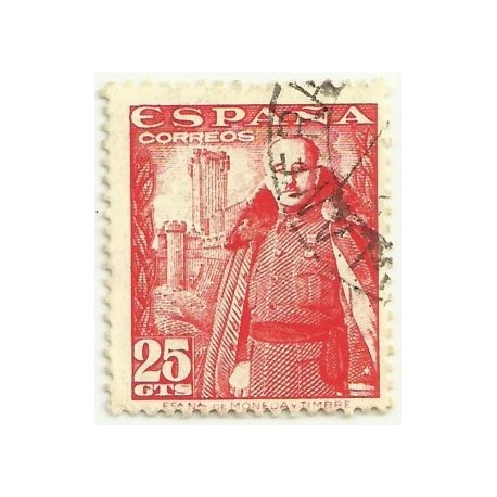 (1024)  1948-54. 25 Céntimos. General Franco y Castillo de la Mota (Usado)