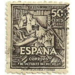 (1012)  1947. 50 Céntimos. IV Cent. nacimiento de Cervantes (Usado)