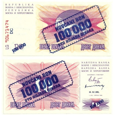 (34b) Bosnia-Hercegovina. 1993. 100000 Dinara (SC)