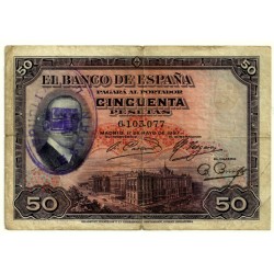 [1927] Billete de 50 Pesetas (BC) Con Sello República