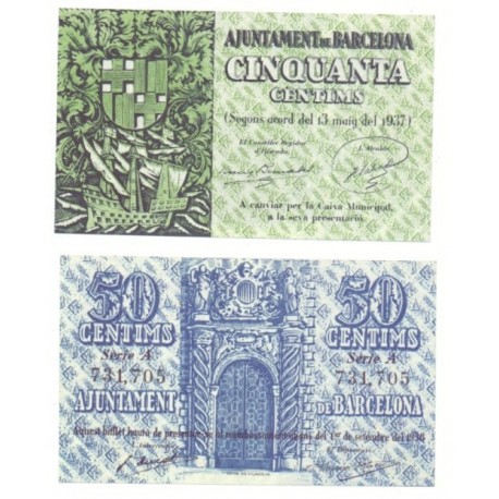 Barcelona [1938] Billete de 50 Cèntims (SC)