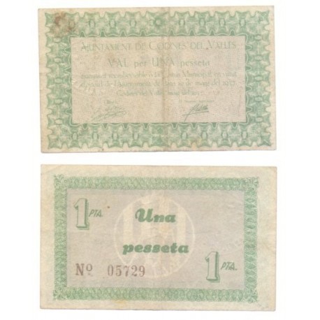 Codines del Vallès [1937] Billete de 1 Peseta (MBC)