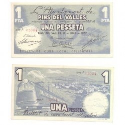 Pins del Vallès [1937] Billete de 1 Peseta (EBC)