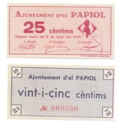 Papiol, El [1937] Billete de 25 Cèntims (SC)