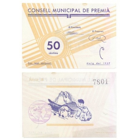 Premià [1937] Billete de 50 Cèntims (SC)