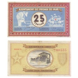 Premià [1937] Billete de 25 Cèntims (EBC)