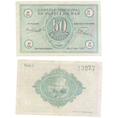 Premià de Mar [1937] Billete de 50 Cèntims (EBC)