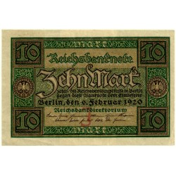 (67a) Imperio Alemán (Weimar). 1920. 10 Mark (EBC+)