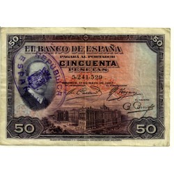 [1927] Billete de 50 Pesetas (BC) Con Sello República