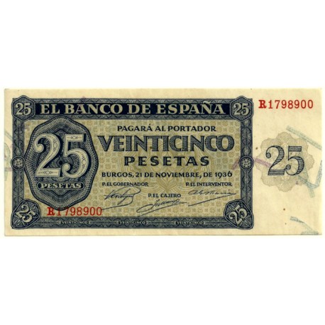 [1936] Billete de 25 Pesetas (SC) Serie R