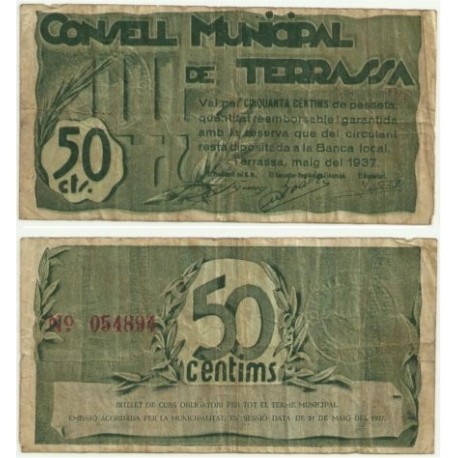 Terrassa [1937] Billete de 50 Céntimos (MBC)