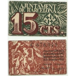 Barcelona [1937] Billete de 15 Céntimos (SC)