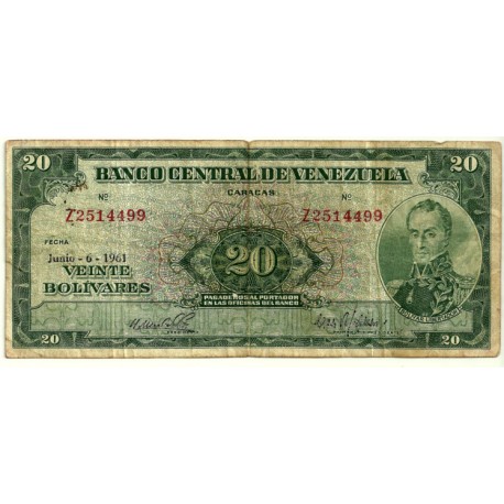 (43b) Venezuela. 1961. 20 Bolivares (BC-)