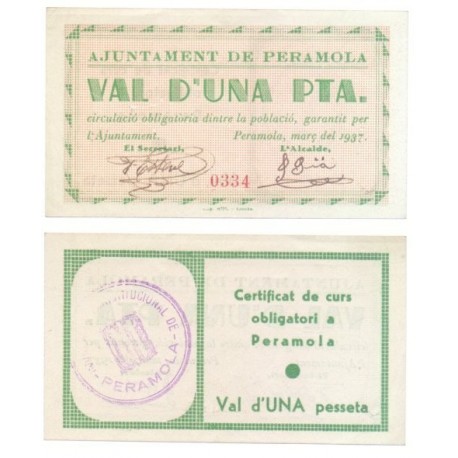 Peramola [1937] Billete de 1 Peseta (SC)