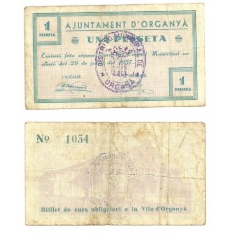 Organyà [1937] Billete de 1 Peseta (BC)