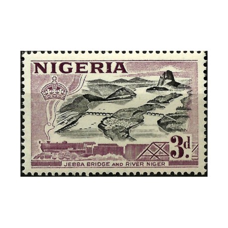 Nigeria. 3 Pound. Jebba Bridge and River Niger