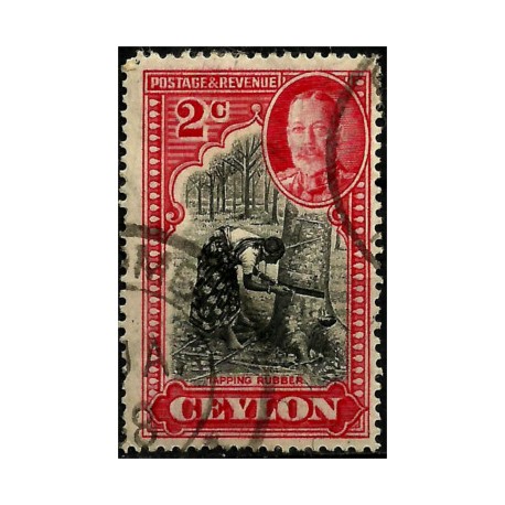 Ceylon Británica. 1935. 2 Cents. Tapping Rubber