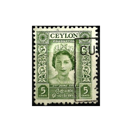 Ceylon Británica. 1953. 5 Cents. Coronation