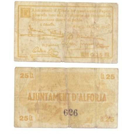 Alforja [1937] Billete de 25 Cèntims (BC)