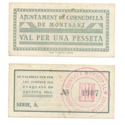 Cornudella de Montsant [1937] Billete de 1 Peseta (EBC)