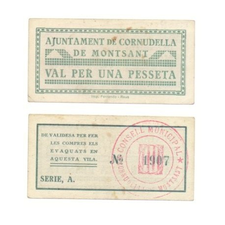 Cornudella de Montsant [1937] Billete de 1 Peseta (EBC)