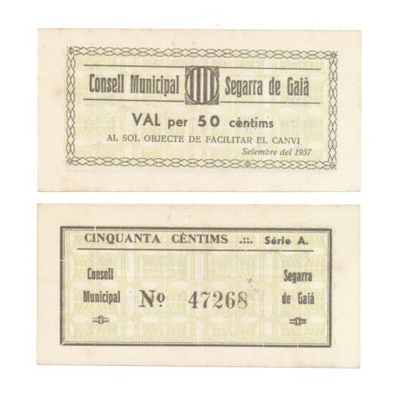 Segarra de Gaià [1937] Billete de 50 Cèntims (SC)