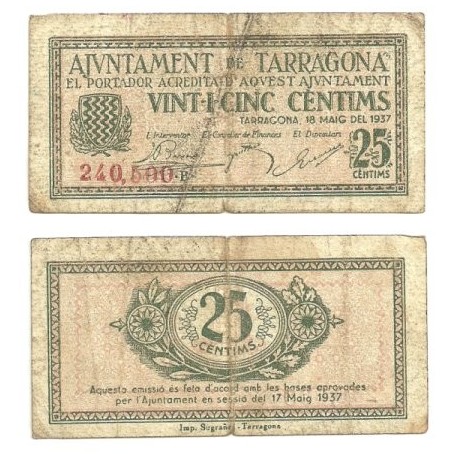 Tarragona [1937] Billete de 25 Cèntims (RC)