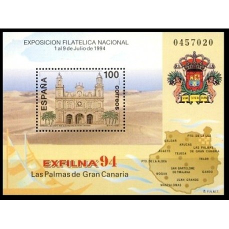 (3313) 1994. 100 Pesetas. Exposición Filatélica Nacional EXFILNA