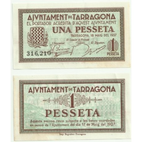 Tarragona [1937] Billete de 1 Peseta (MBC)