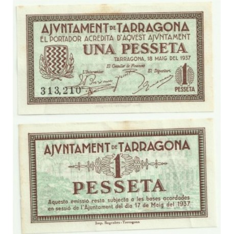 Tarragona [1937] Billete de 1 Peseta (MBC)