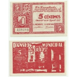 Graus [1937] Billete de 5 Céntimos (SC)