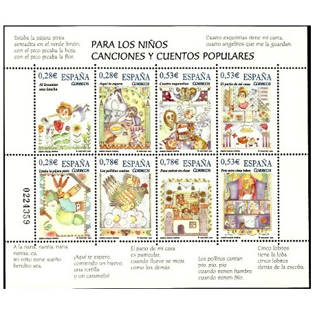 (4154) 2005. 3x 0,28, 3x 0,53, 2x 0,78 Euro. Para los niños. Canciones y cuentos populares