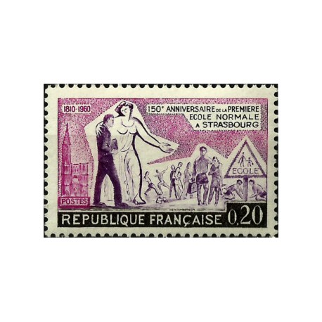 (964) Francia. 1960. 0,20 Francs. Escuela Secudaria Estrasburgo (Nuevo)