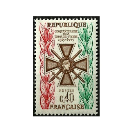 (1123) Francia. 1965. 0,40 Francs. 50 Aniv. Cruz de la Guerra (Nuevo)