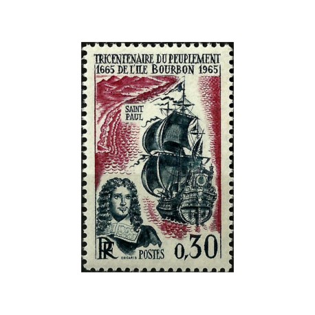 (1134) Francia. 1965. 0,30 Francs. Tricentenario Isla Reunión (Nuevo)