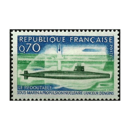 (1259) Francia. 1969. 0,70 Francs. Submarino Nuclear (Nuevo)