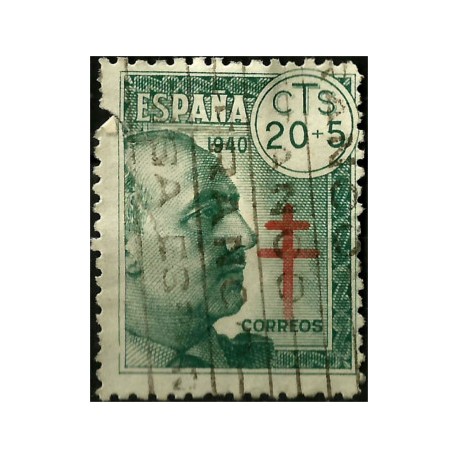 (937) 1940. 20 + 5 Centimes. Pro Tuberculosos (Usado, con rotura)