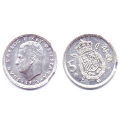 España. 1975*(76). 5 Pesetas (SC) Error de acuñación