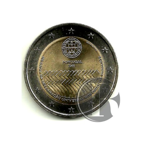 Portugal. 2008. 2 Euro (SC) Derechos Humanos