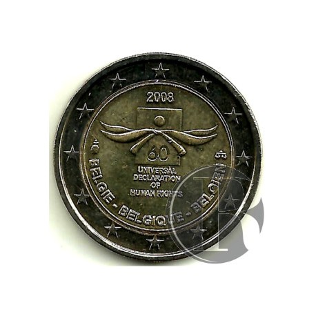 Belgica. 2008. 2 Euro (SC) Derechos Humanos