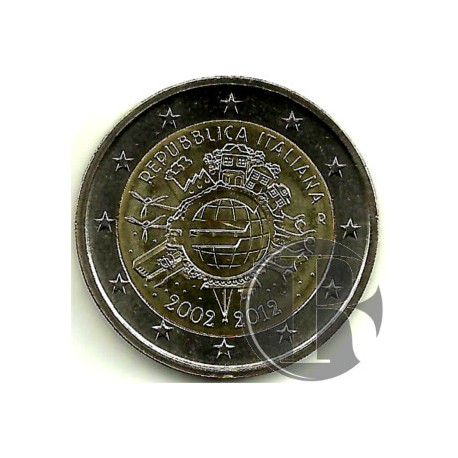 Italia. 2012. 2 Euro (SC) X Aniversario del Euro