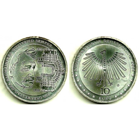 Alemania. 2003(G). 10 Euro (SC) (Plata)